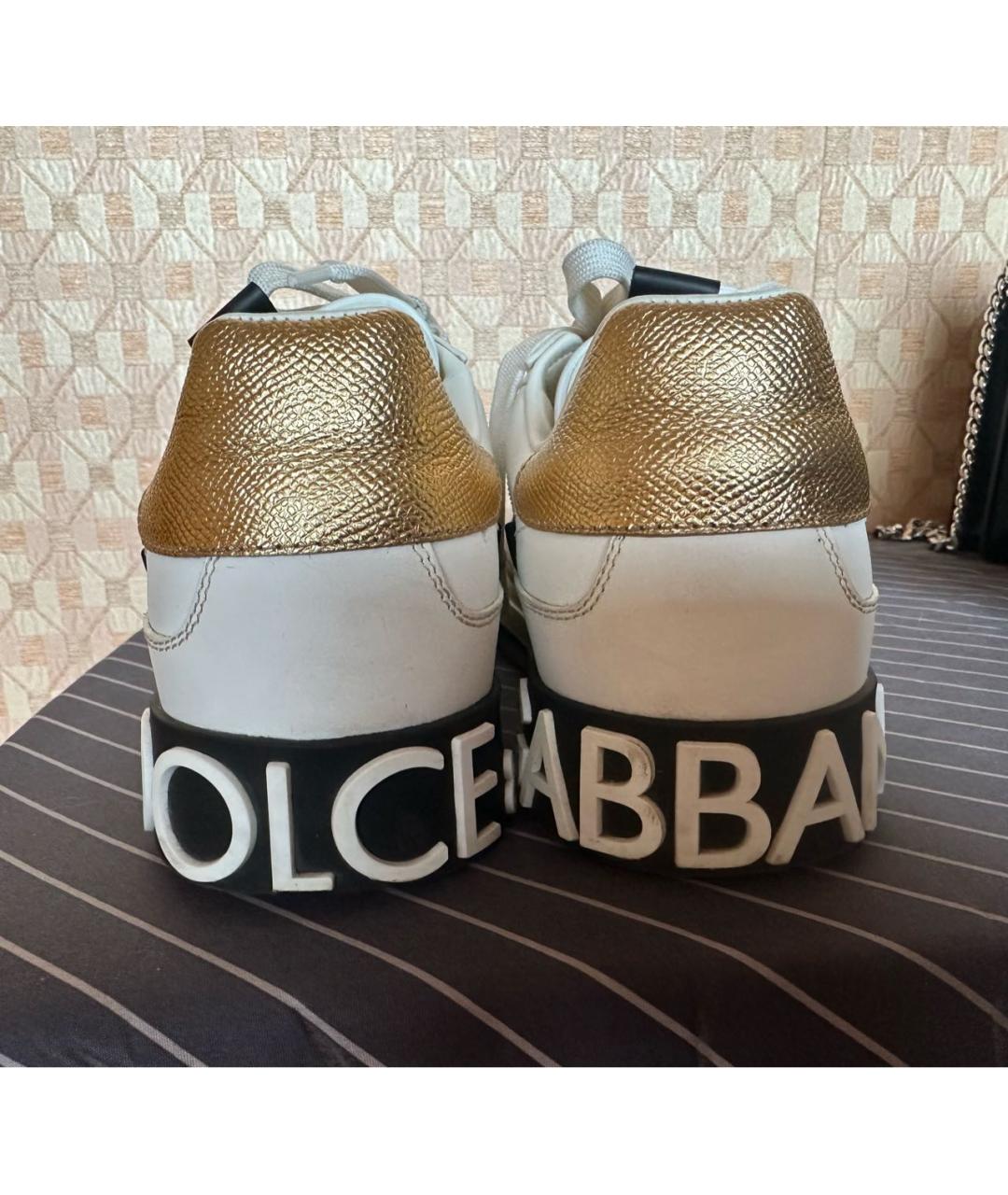 DOLCE&GABBANA Белые кожаные кеды, фото 4