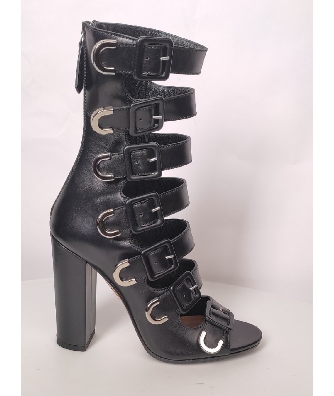 AQUAZZURA Черные кожаные босоножки, фото 8