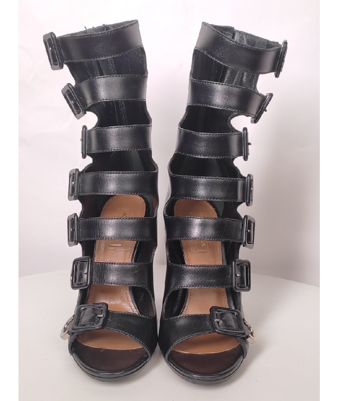 AQUAZZURA Черные кожаные босоножки, фото 2