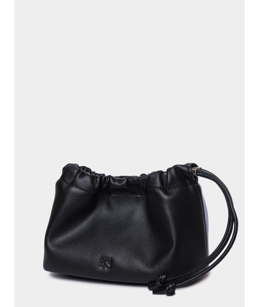 HUGO Черная кожаная сумка через плечо, фото 2