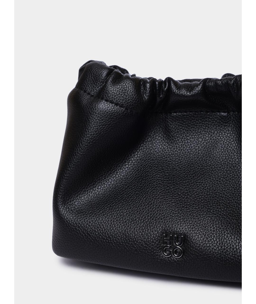 HUGO Черная кожаная сумка через плечо, фото 3