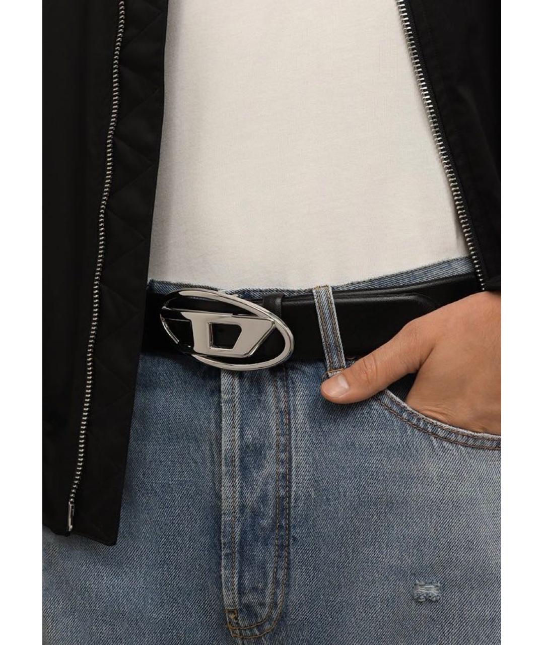DIESEL Черный кожаный ремень, фото 3