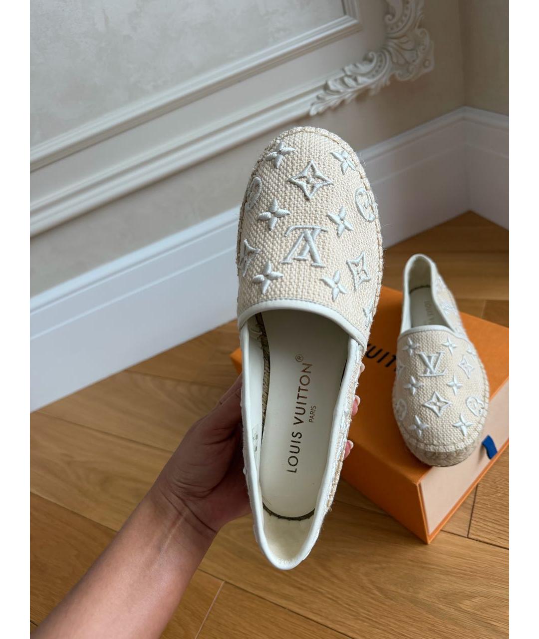 LOUIS VUITTON Бежевые текстильные эспадрильи, фото 6