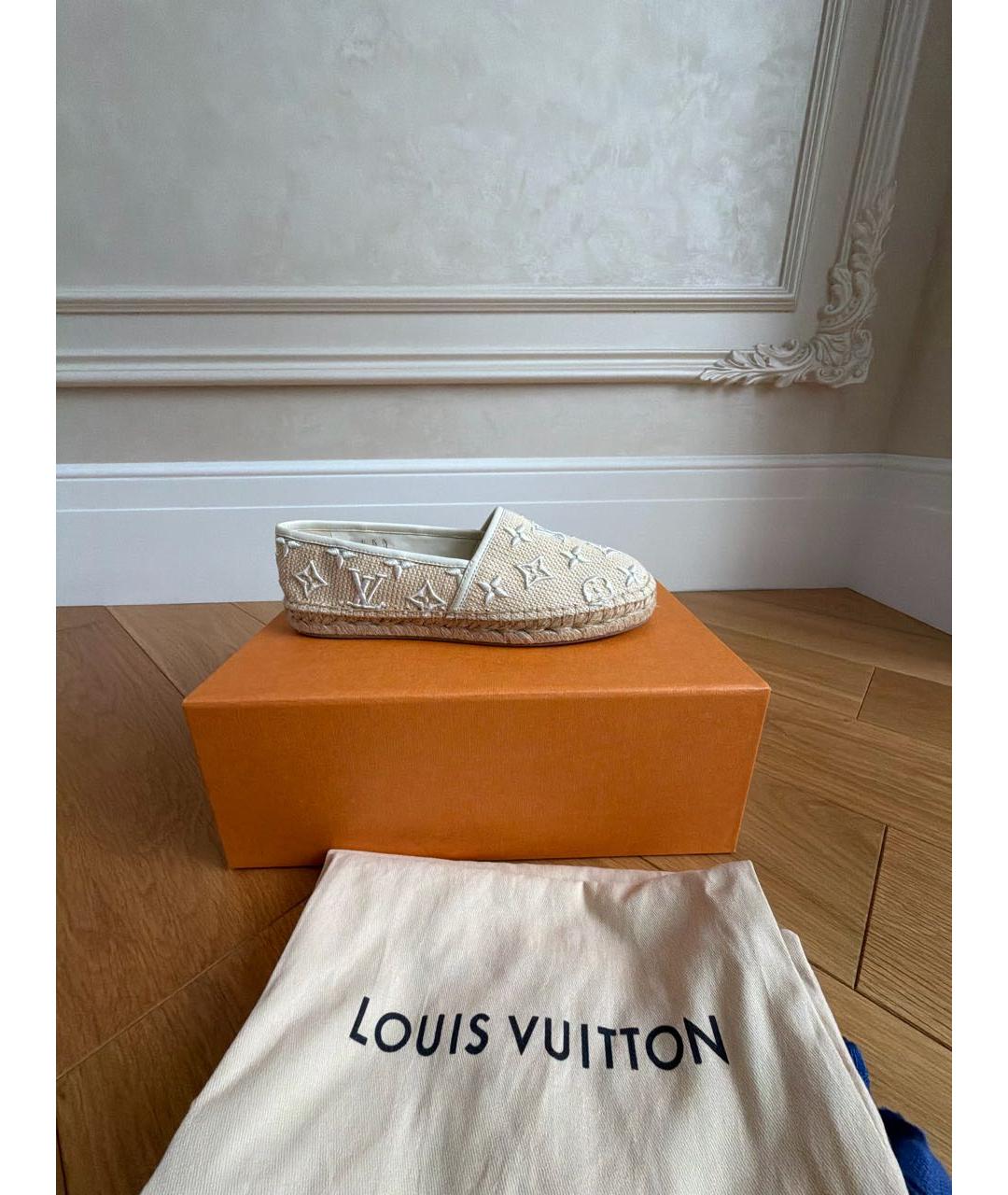 LOUIS VUITTON Бежевые текстильные эспадрильи, фото 8