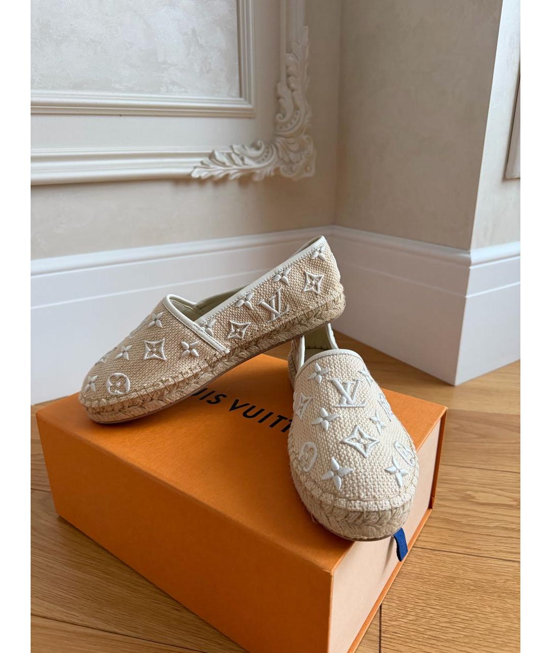 LOUIS VUITTON Бежевые текстильные эспадрильи, фото 5