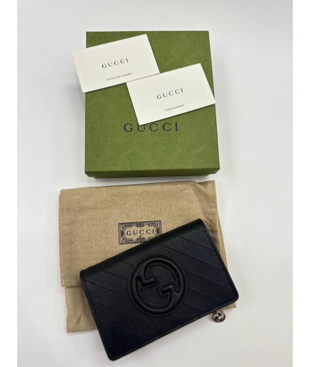 GUCCI Черный кожаный кошелек, фото 3