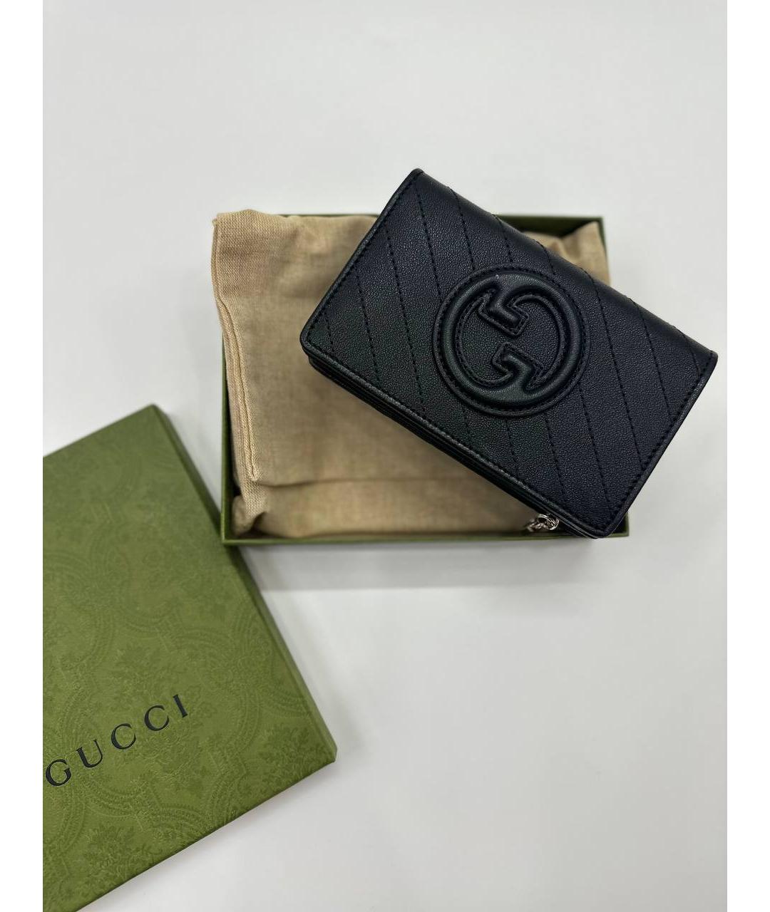 GUCCI Черный кожаный кошелек, фото 8