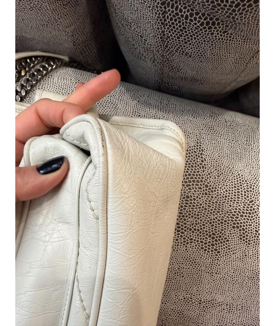 SAINT LAURENT Белая кожаная сумка через плечо, фото 4