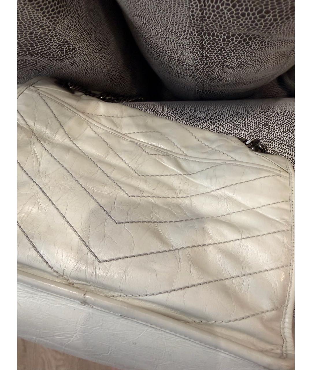 SAINT LAURENT Белая кожаная сумка через плечо, фото 5