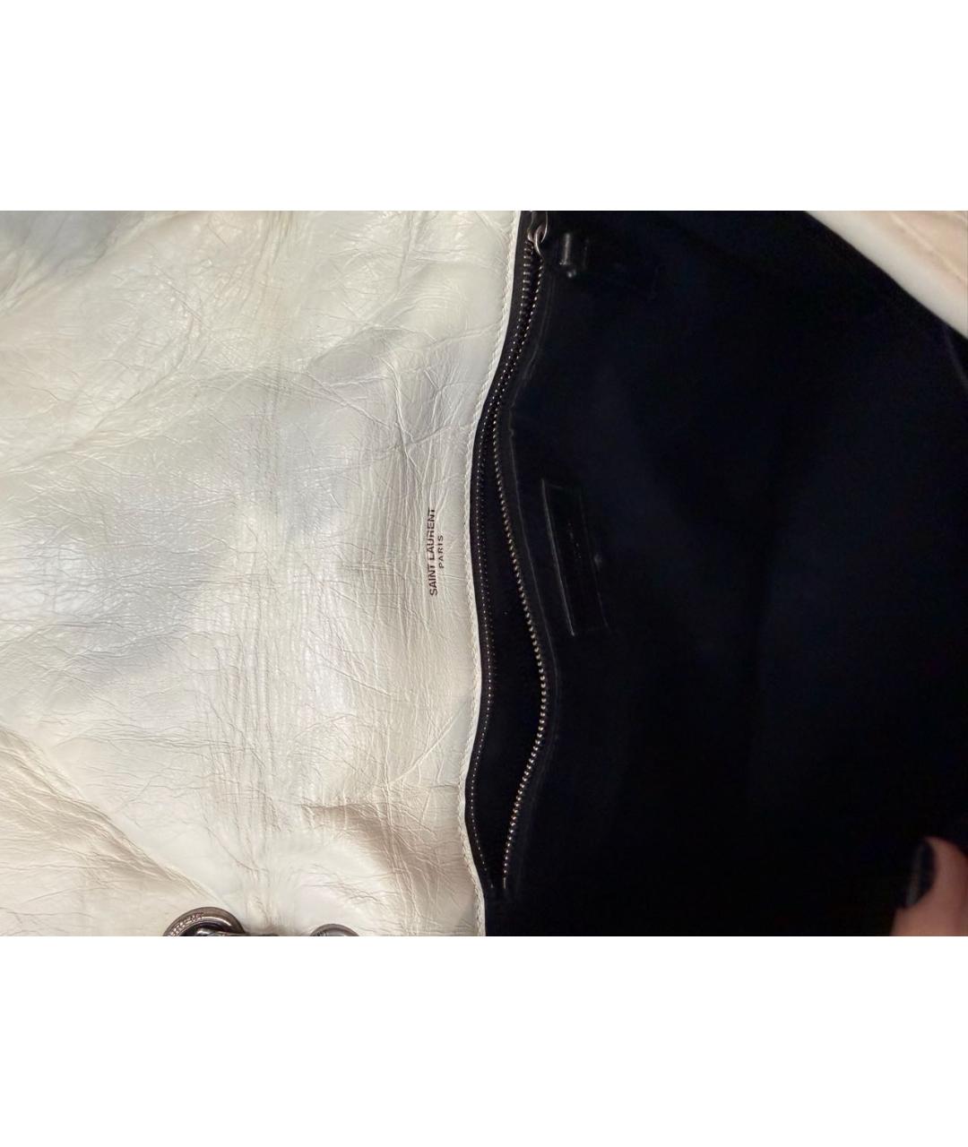 SAINT LAURENT Белая кожаная сумка через плечо, фото 7