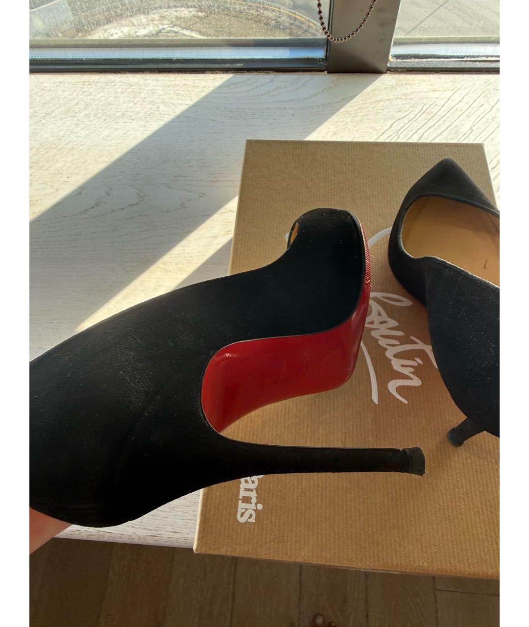 CHRISTIAN LOUBOUTIN Черные замшевые туфли, фото 3