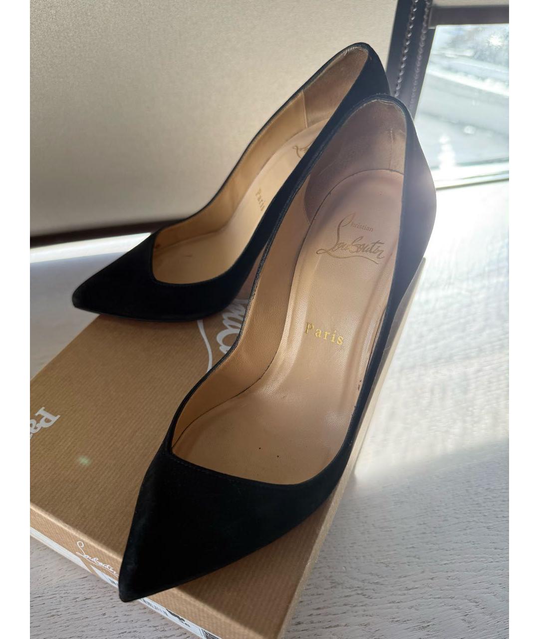 CHRISTIAN LOUBOUTIN Черные замшевые туфли, фото 6