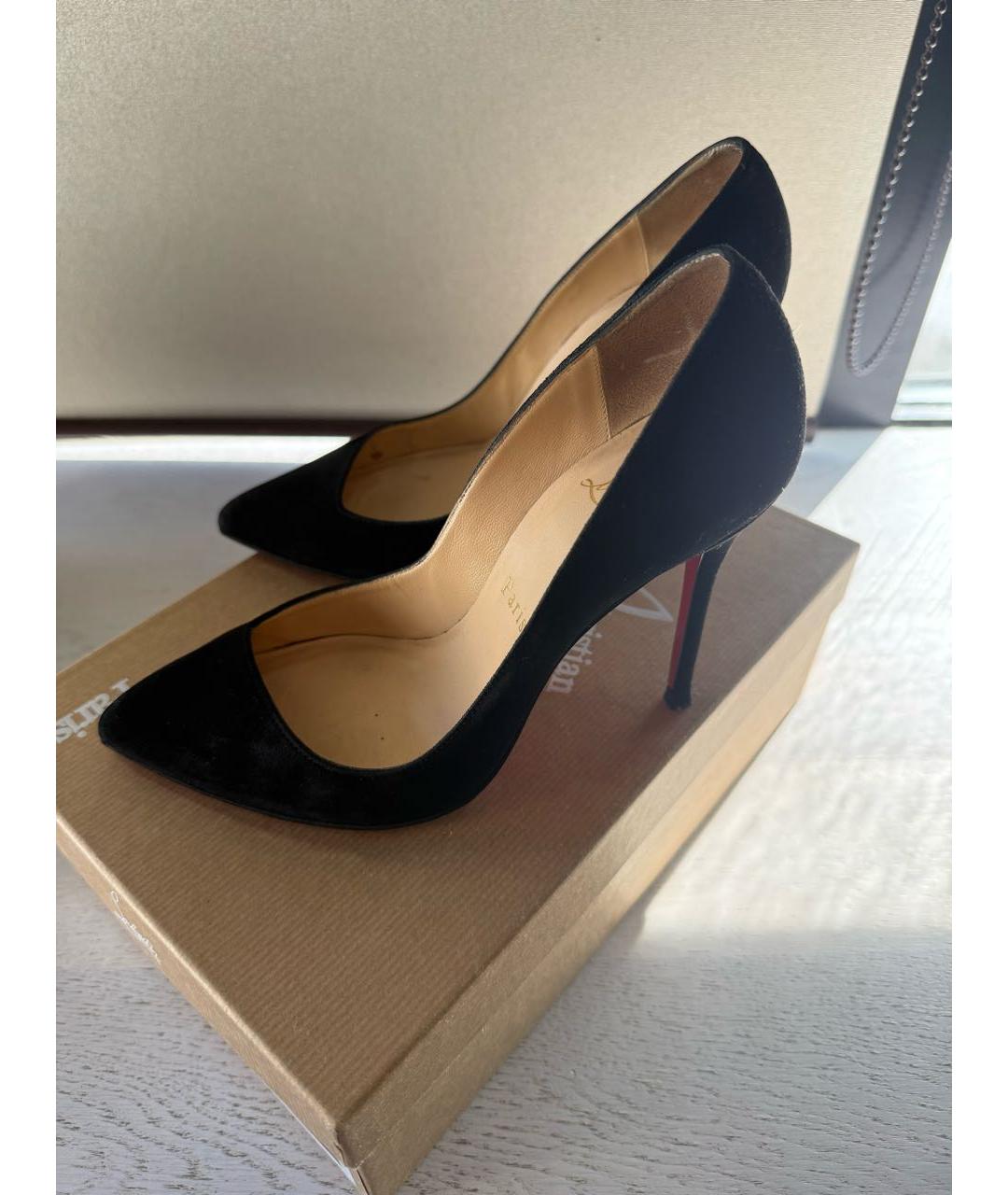 CHRISTIAN LOUBOUTIN Черные замшевые туфли, фото 2