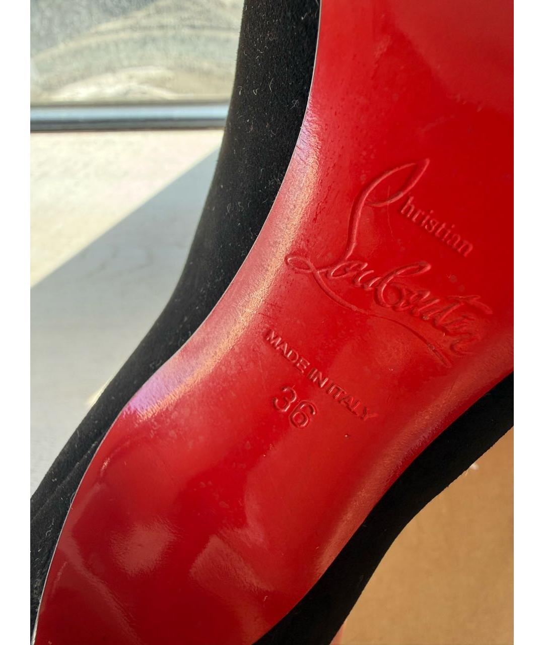 CHRISTIAN LOUBOUTIN Черные замшевые туфли, фото 4