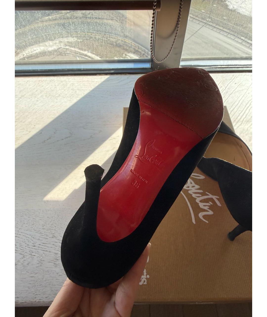 CHRISTIAN LOUBOUTIN Черные замшевые туфли, фото 5