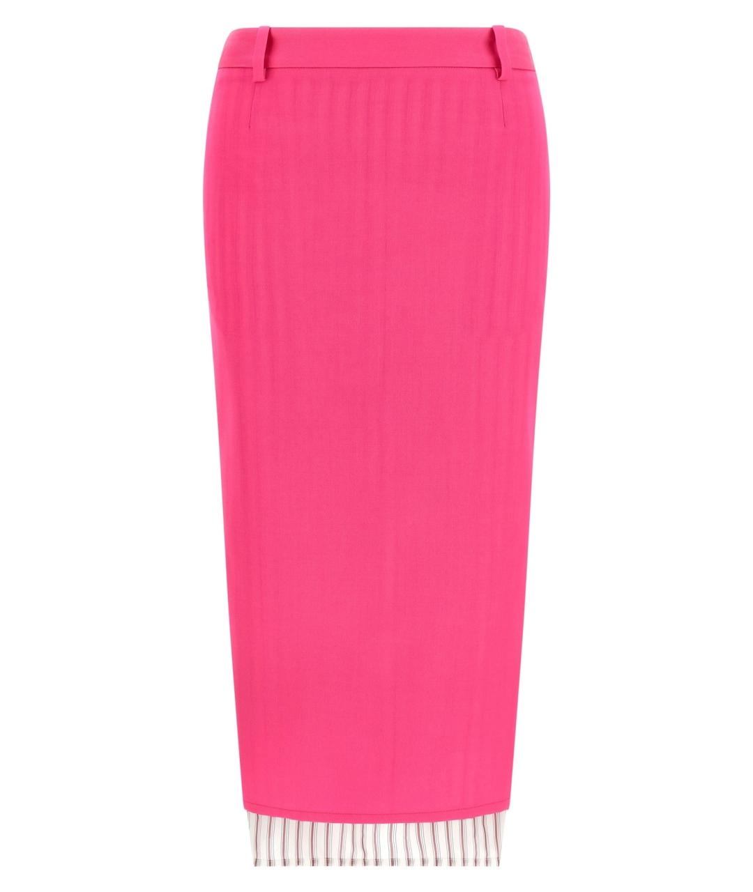 THE ATTICO Фуксия шерстяная юбка миди, фото 1