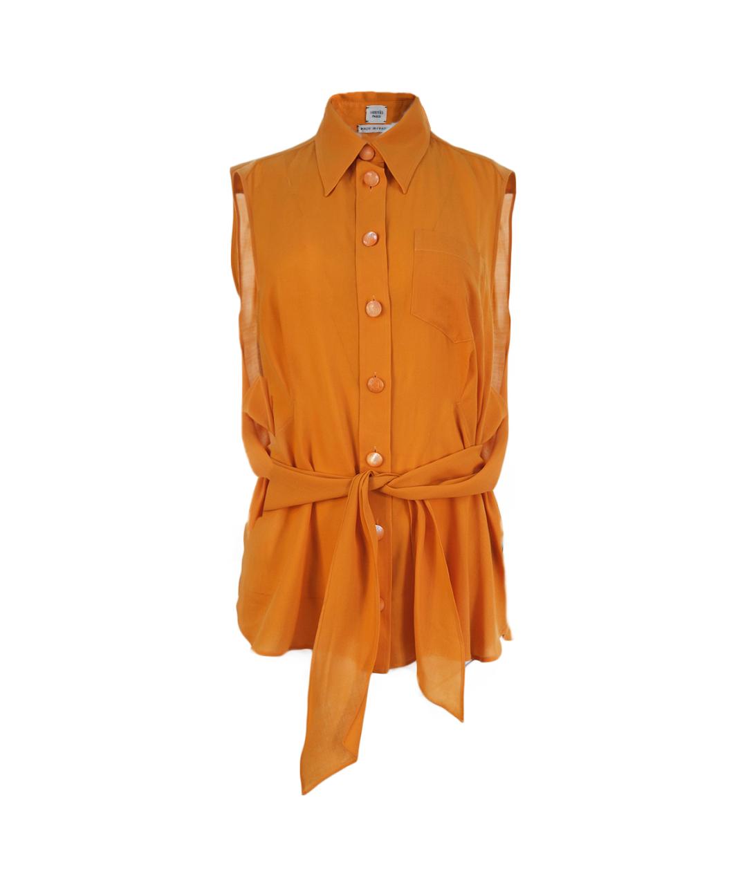 HERMES Оранжевая шерстяная блузы, фото 5