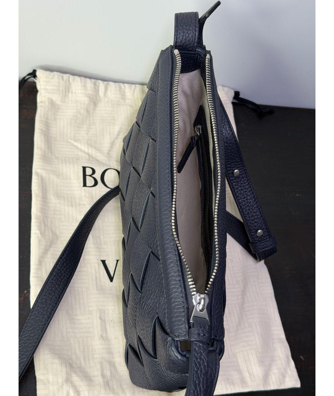 BOTTEGA VENETA Темно-синяя кожаная сумка на плечо, фото 4