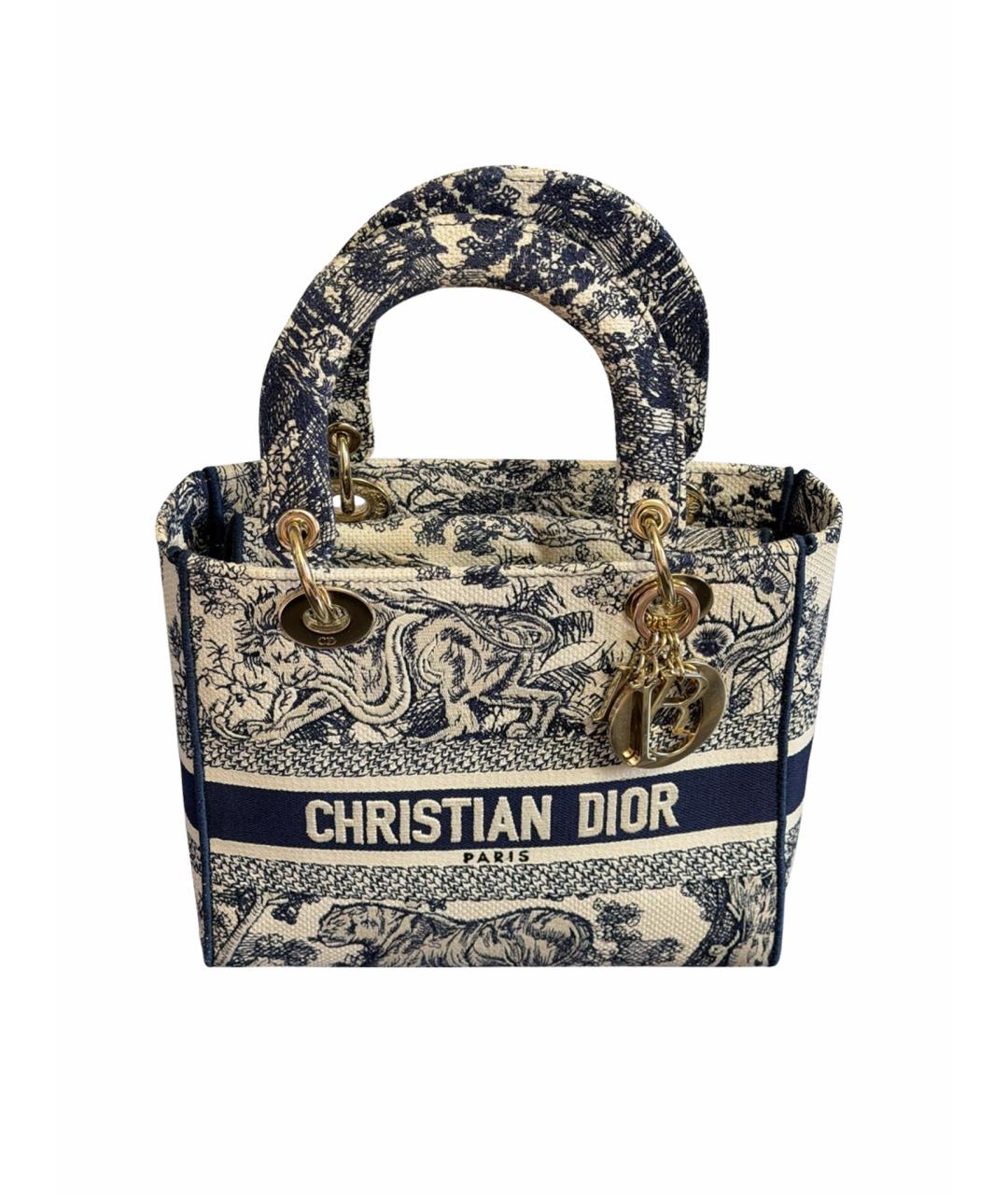 CHRISTIAN DIOR Синяя тканевая сумка с короткими ручками, фото 1