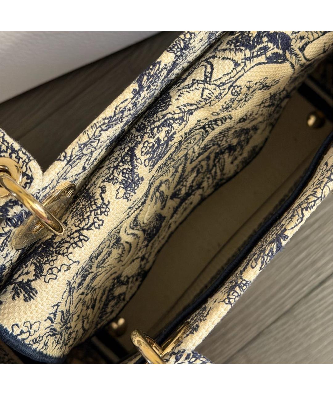 CHRISTIAN DIOR Синяя тканевая сумка с короткими ручками, фото 4