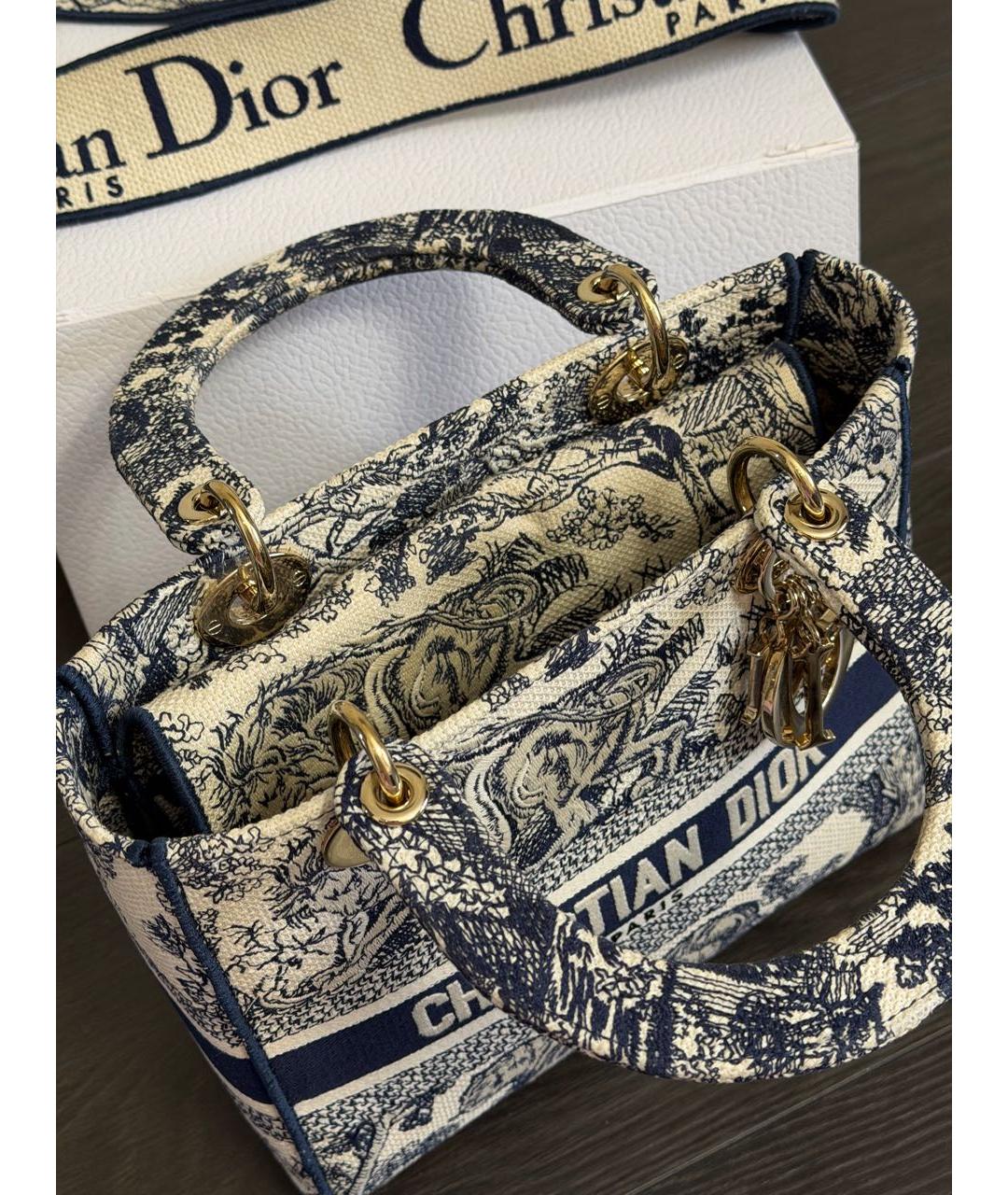 CHRISTIAN DIOR Синяя тканевая сумка с короткими ручками, фото 5