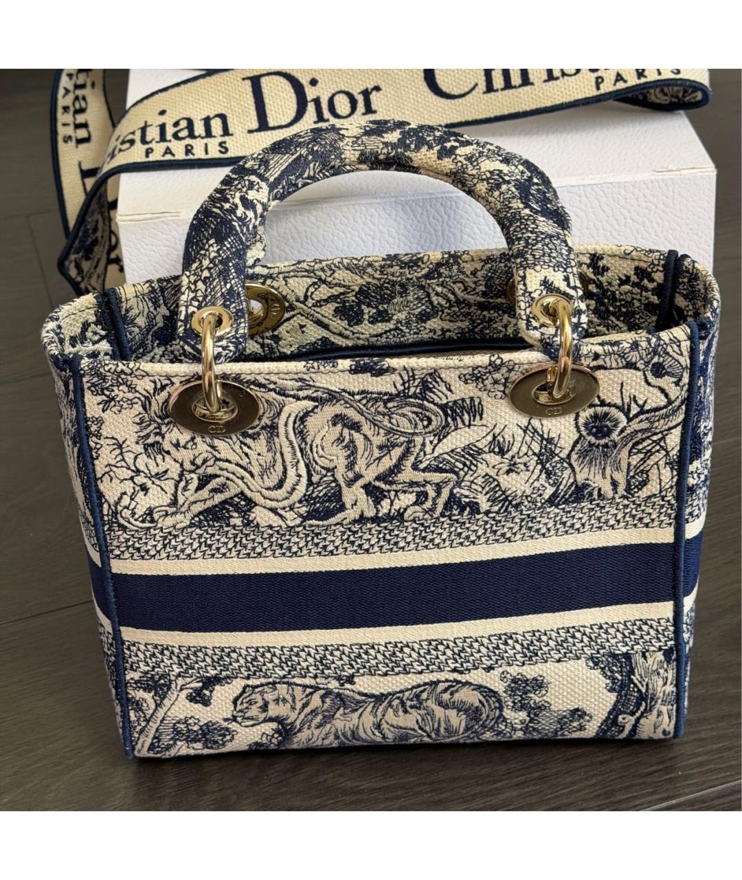 CHRISTIAN DIOR Синяя тканевая сумка с короткими ручками, фото 3