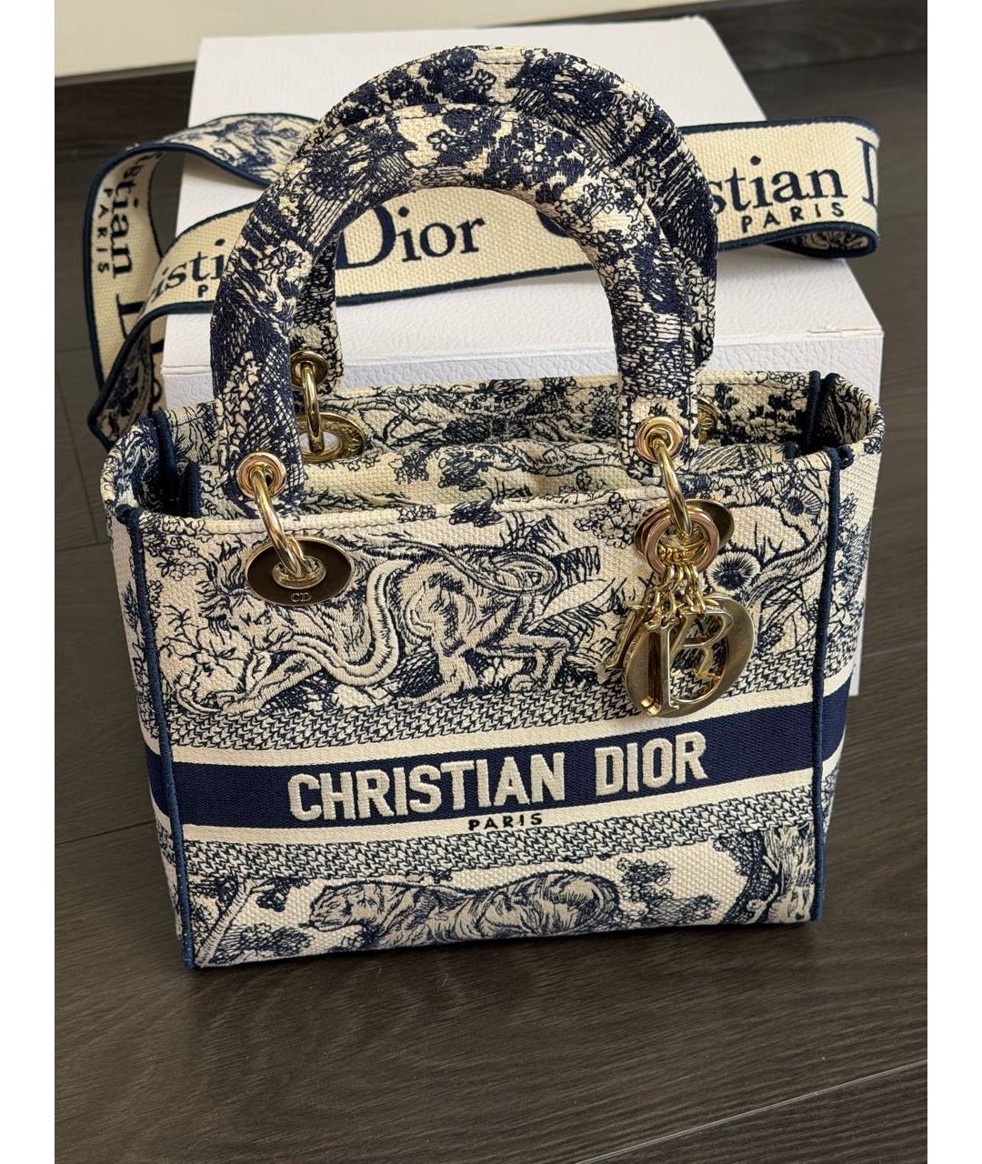 CHRISTIAN DIOR Синяя тканевая сумка с короткими ручками, фото 7