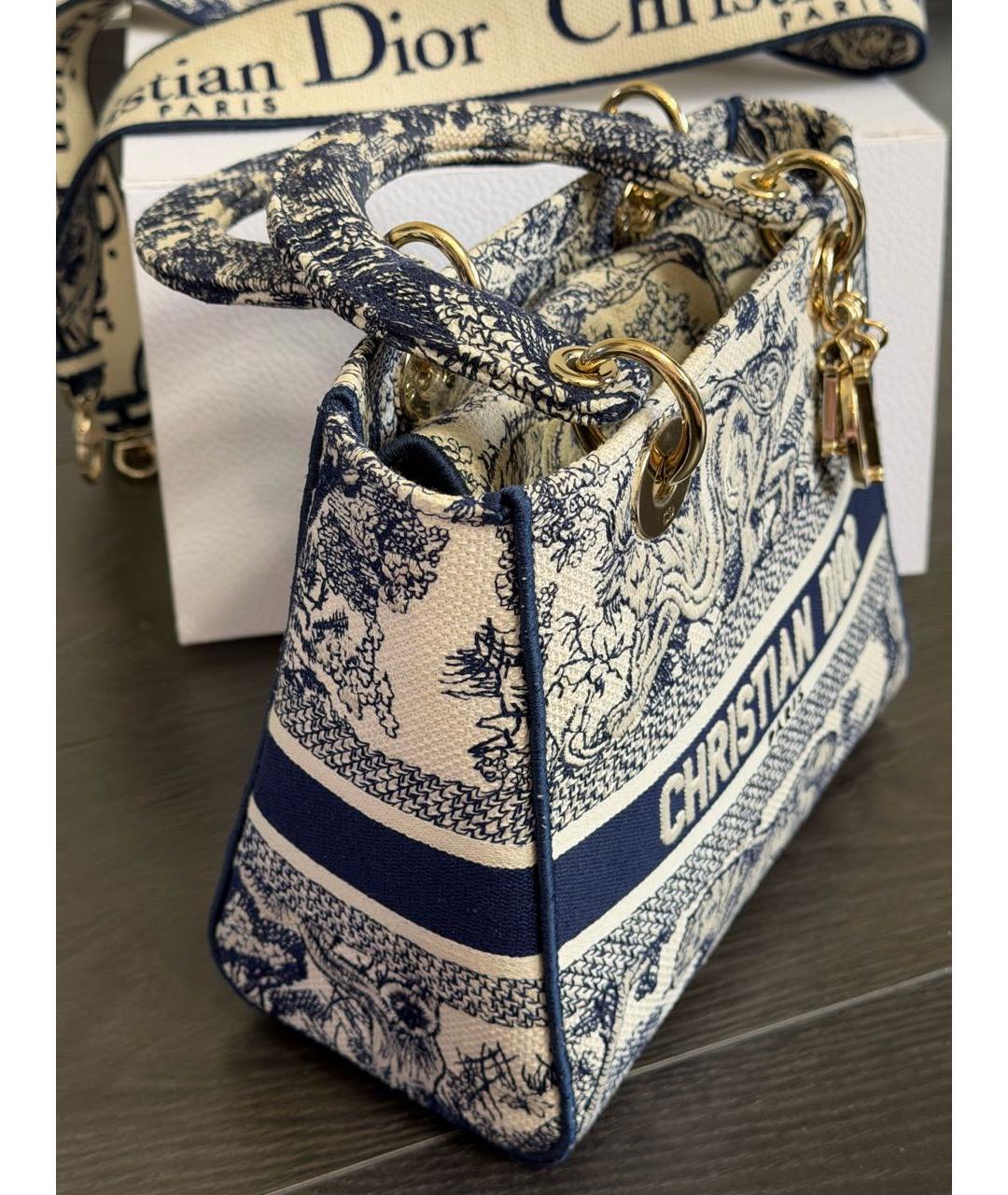 CHRISTIAN DIOR Синяя тканевая сумка с короткими ручками, фото 2