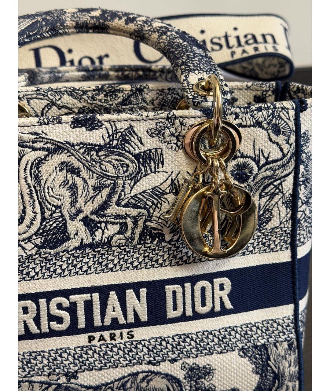 CHRISTIAN DIOR Синяя тканевая сумка с короткими ручками, фото 6