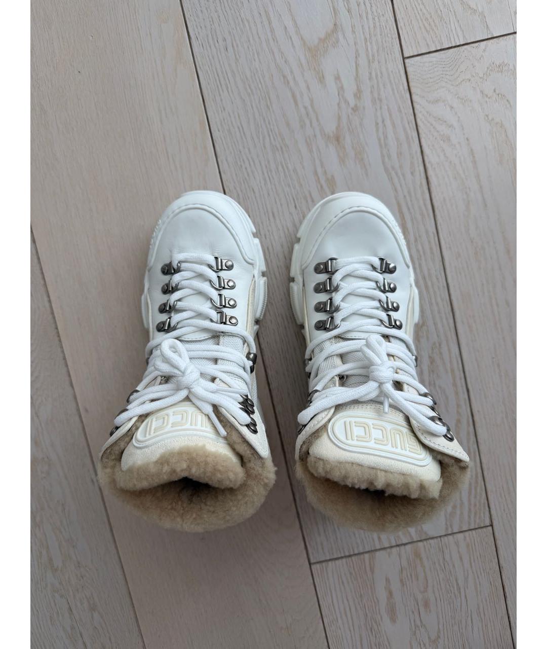 GUCCI Белые кожаные ботинки, фото 3