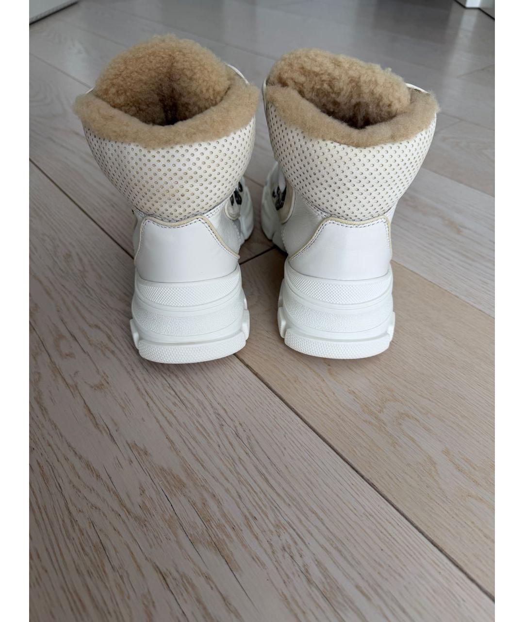 GUCCI Белые кожаные ботинки, фото 4