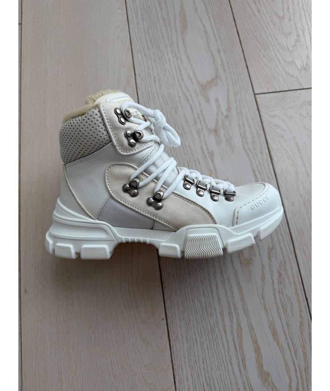 GUCCI Белые кожаные ботинки, фото 6
