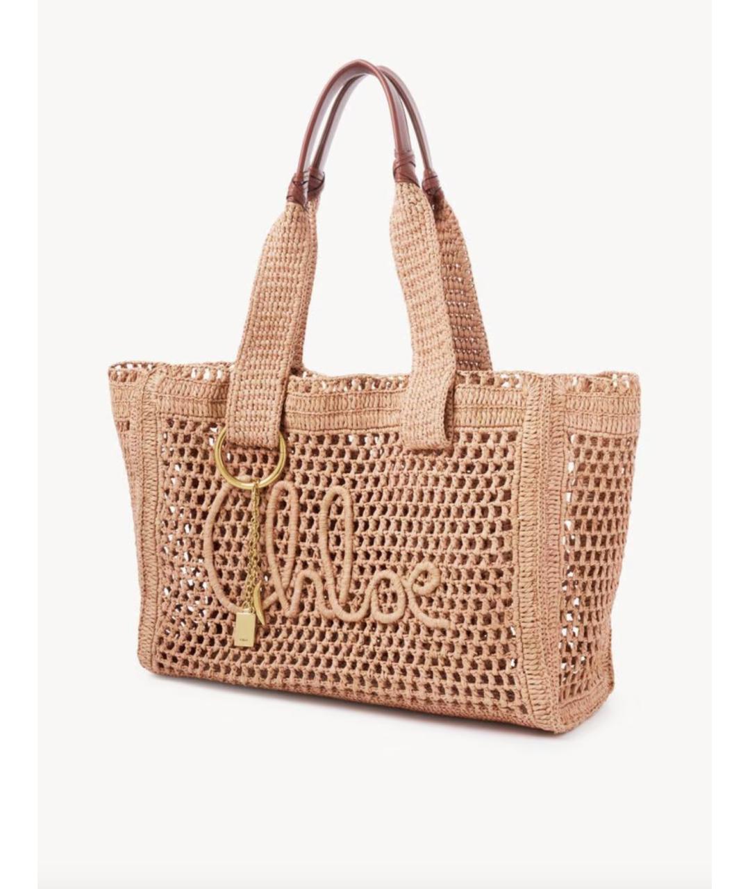 CHLOE Бежевая пелетеная сумка тоут, фото 3
