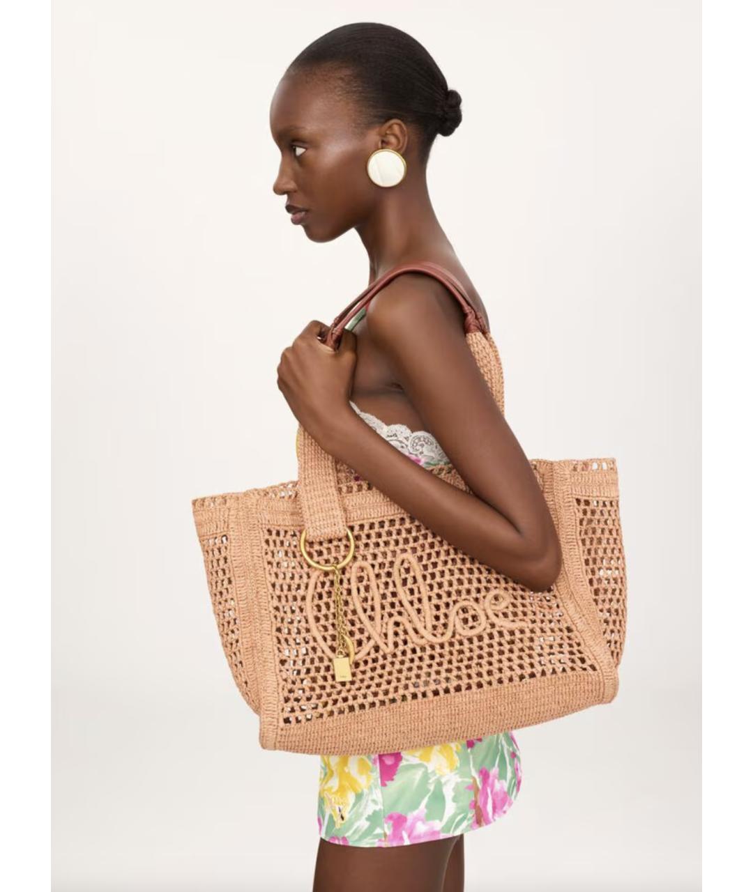 CHLOE Бежевая пелетеная сумка тоут, фото 2