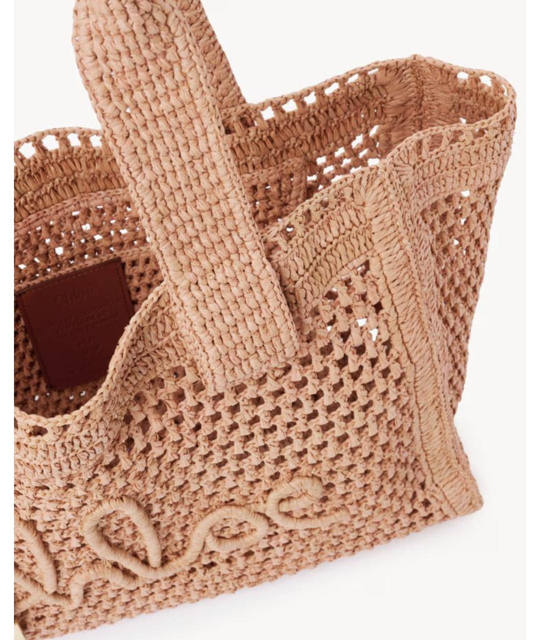 CHLOE Бежевая пелетеная сумка тоут, фото 5