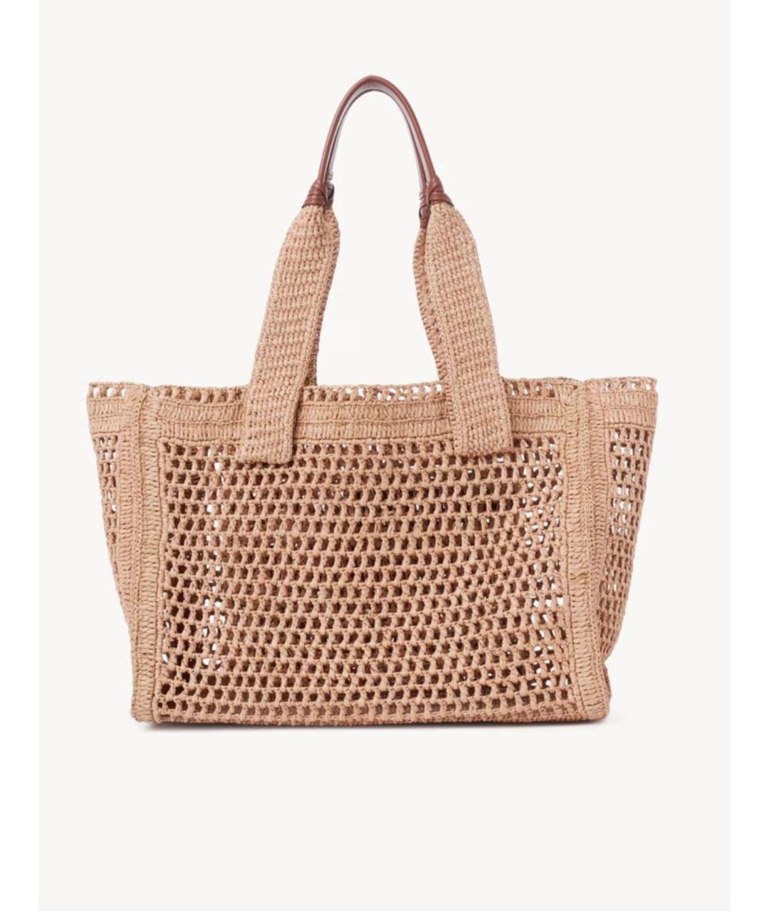 CHLOE Бежевая пелетеная сумка тоут, фото 4