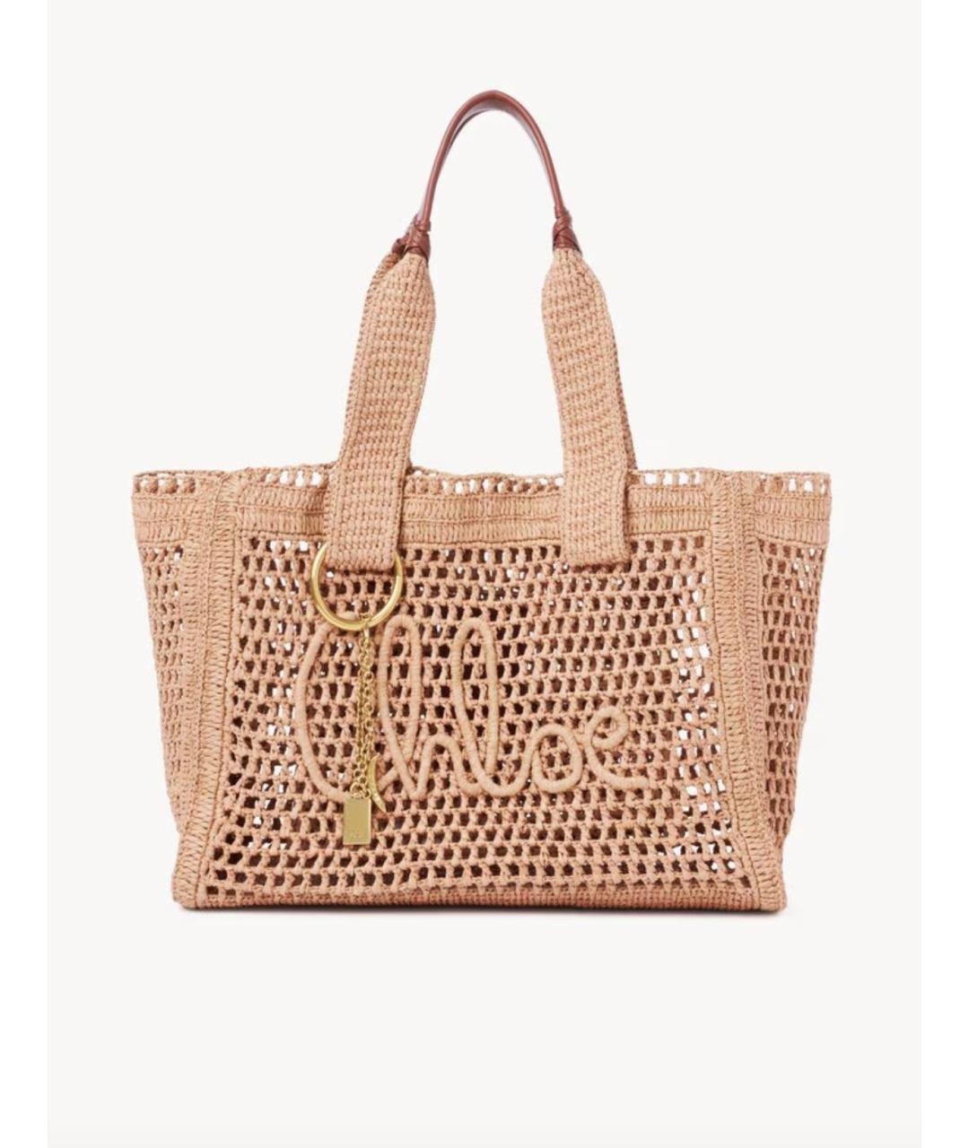 CHLOE Бежевая пелетеная сумка тоут, фото 8