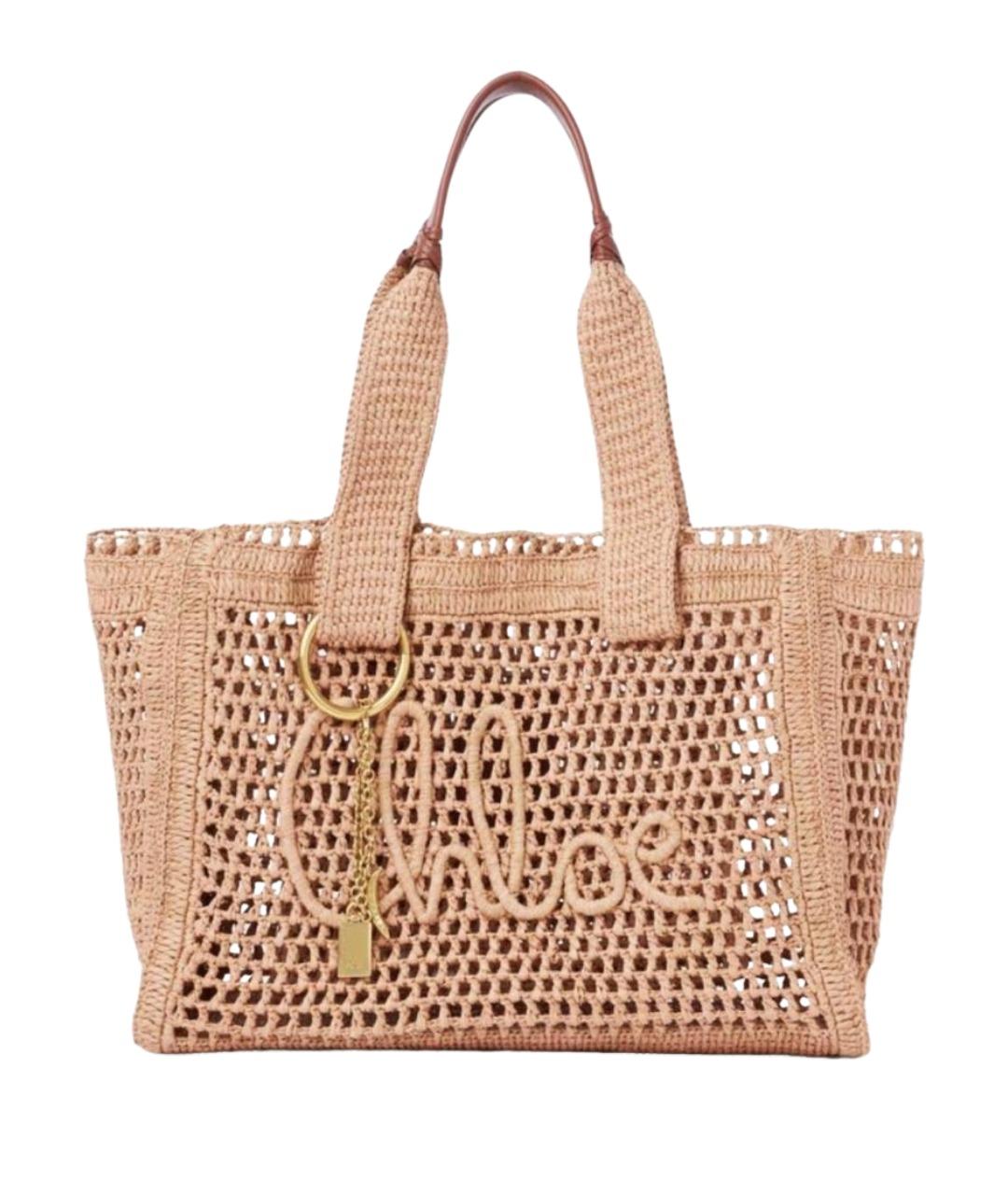CHLOE Бежевая пелетеная сумка тоут, фото 1