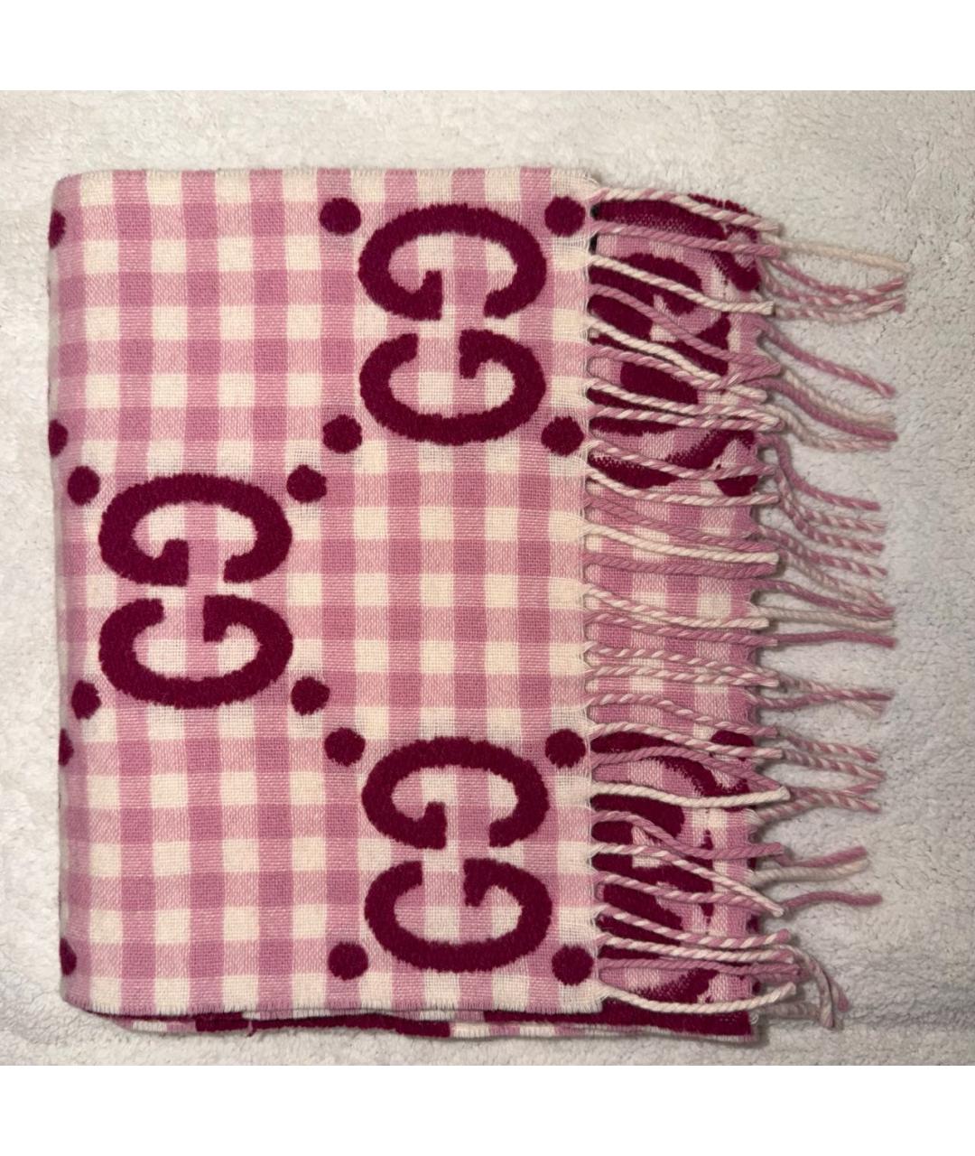 GUCCI Розовый шерстяной шарф, фото 3