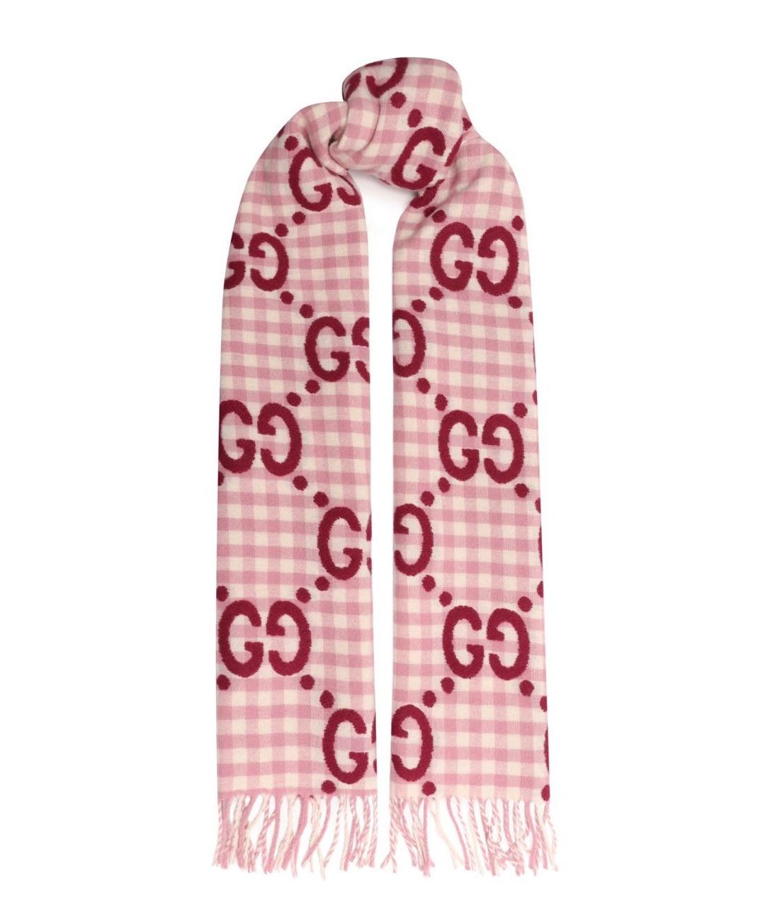 GUCCI Розовый шерстяной шарф, фото 1
