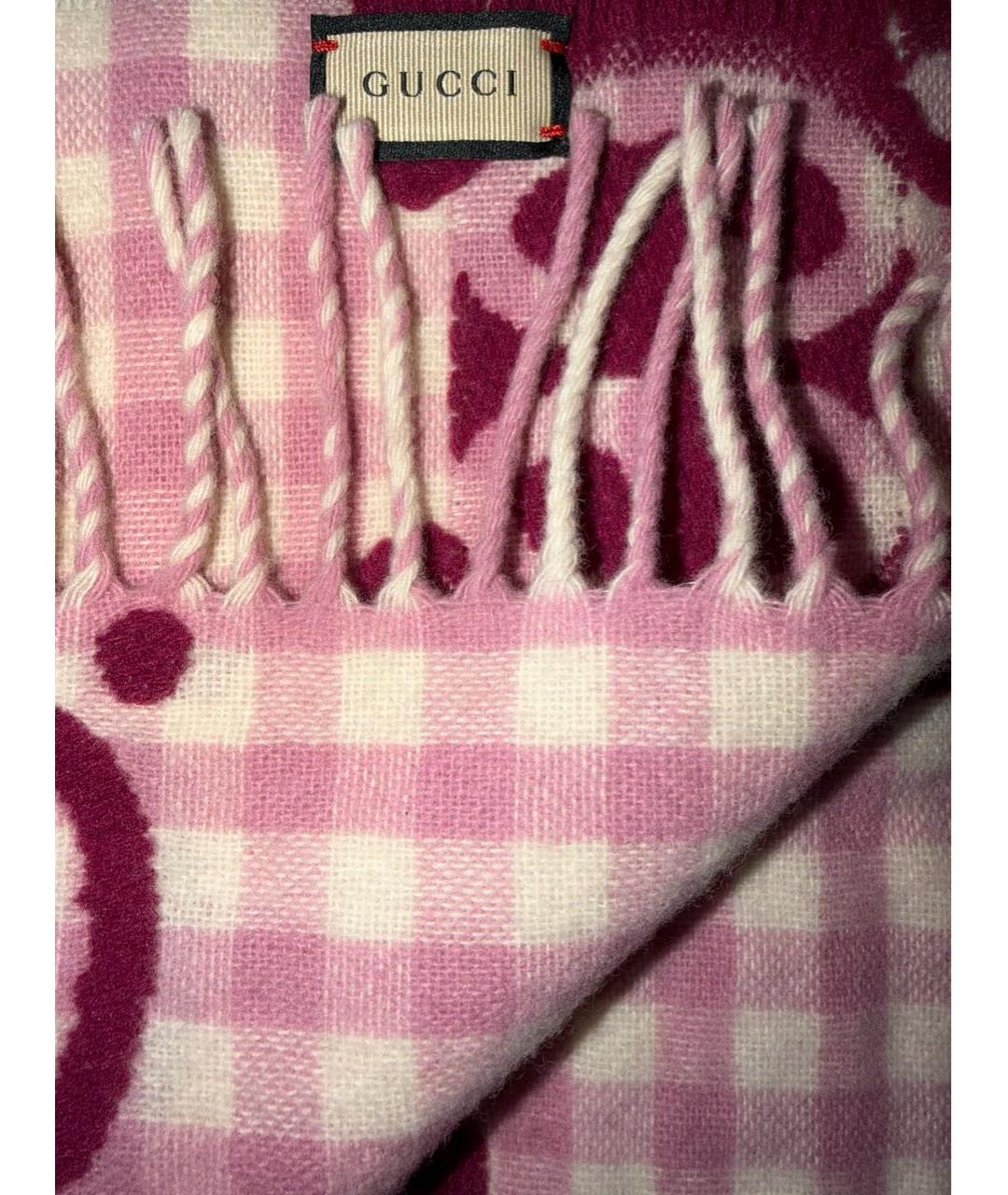 GUCCI Розовый шерстяной шарф, фото 2