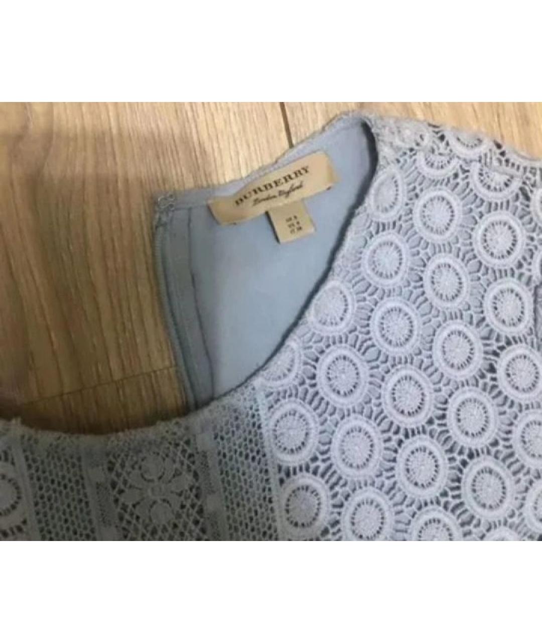 BURBERRY Голубое хлопковое повседневное платье, фото 5