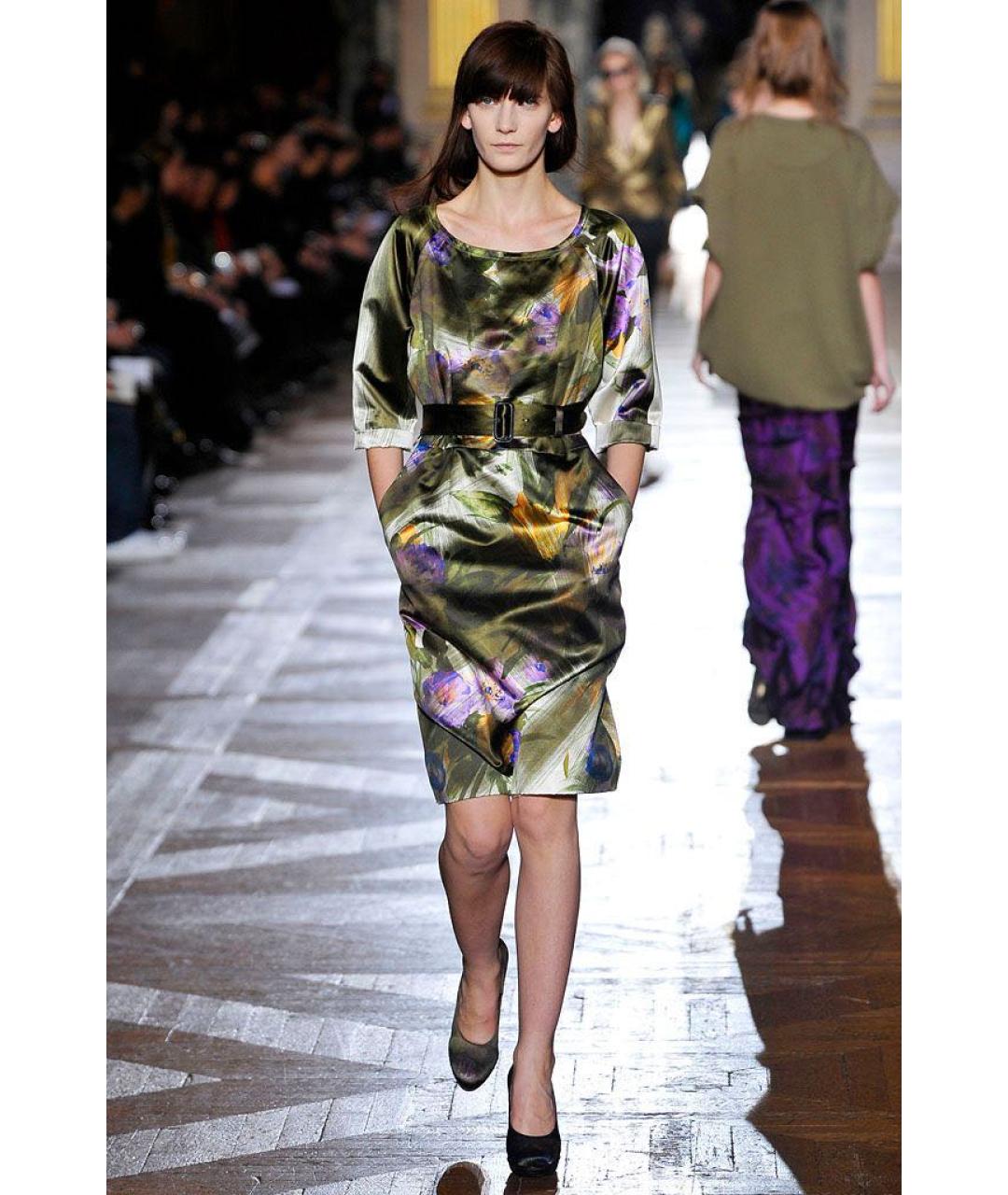 DRIES VAN NOTEN Мульти шелковое платье, фото 2