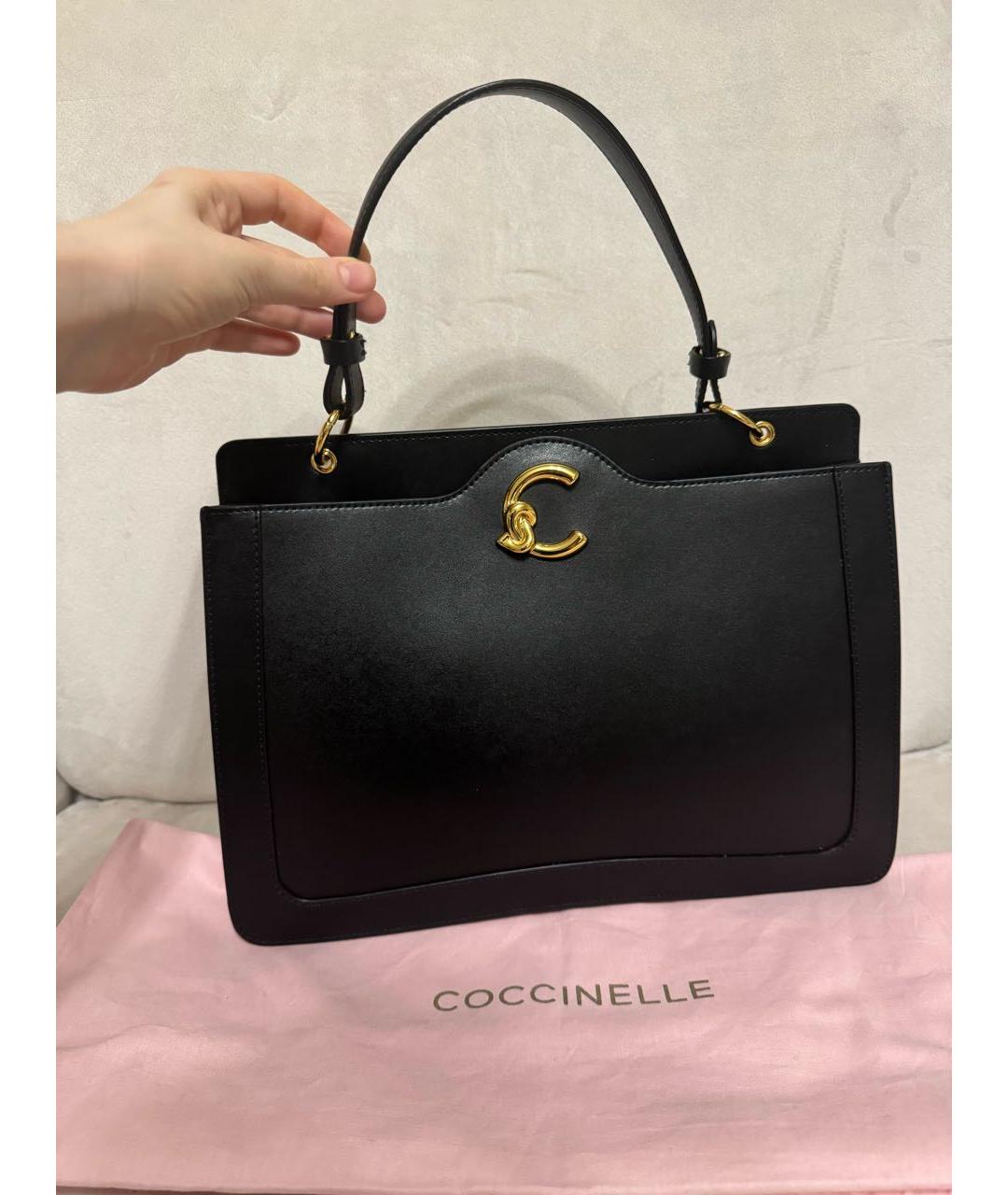 COCCINELLE Черная кожаная сумка с короткими ручками, фото 5
