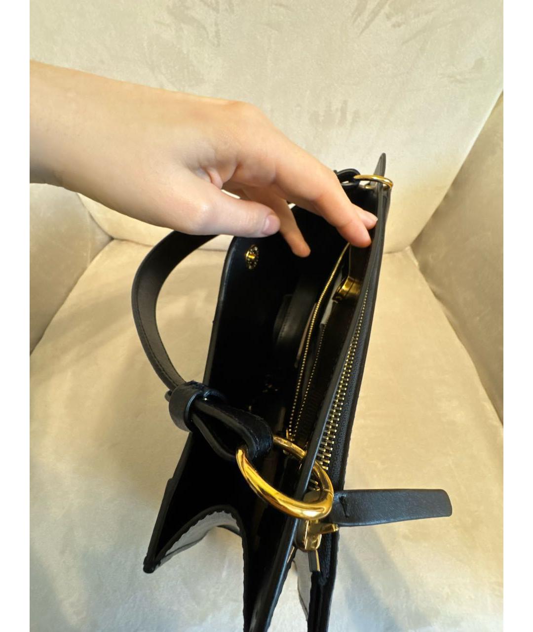 COCCINELLE Черная кожаная сумка с короткими ручками, фото 4