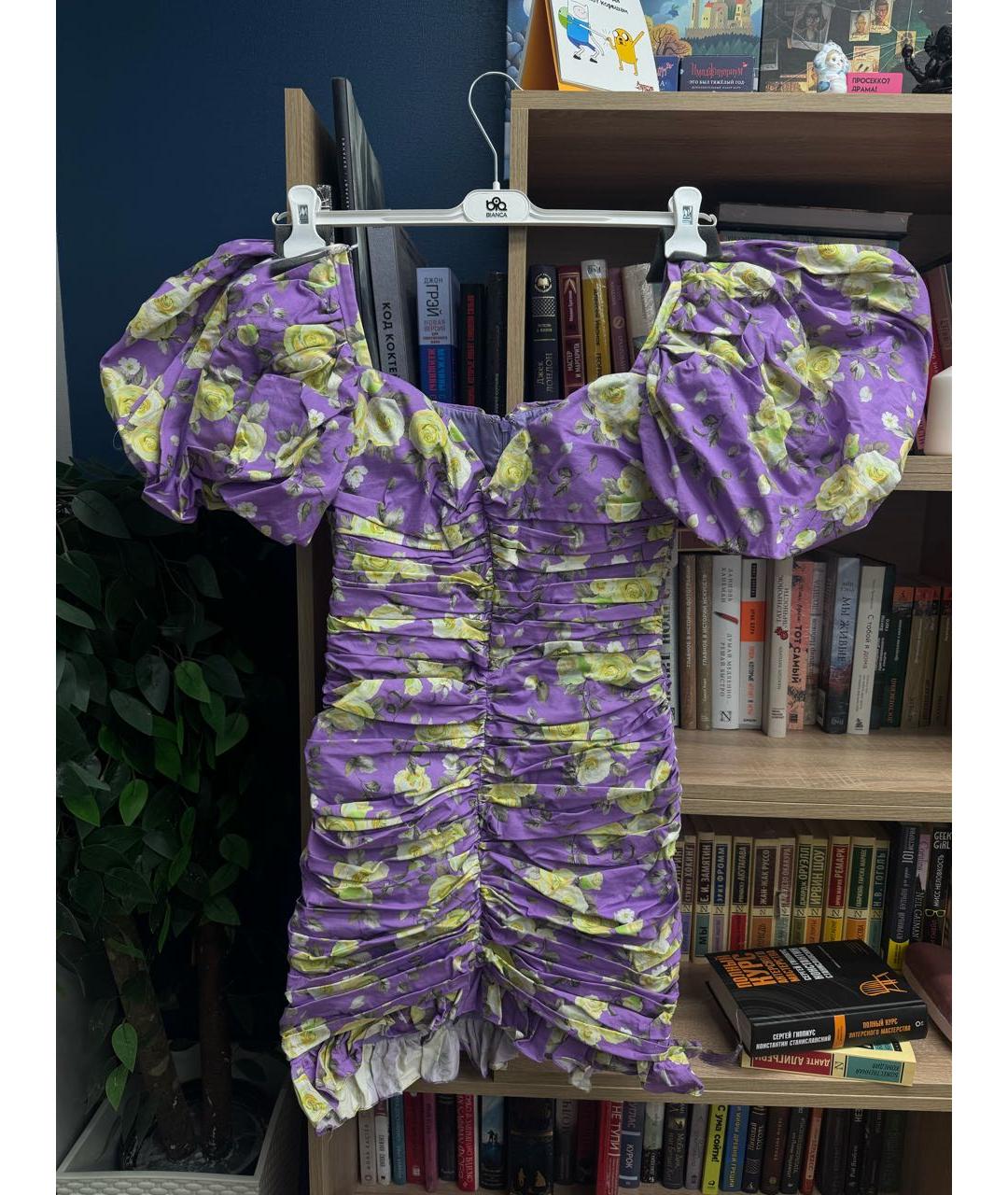 GIUSEPPE DI MORABITO Фиолетовое хлопковое коктейльное платье, фото 5