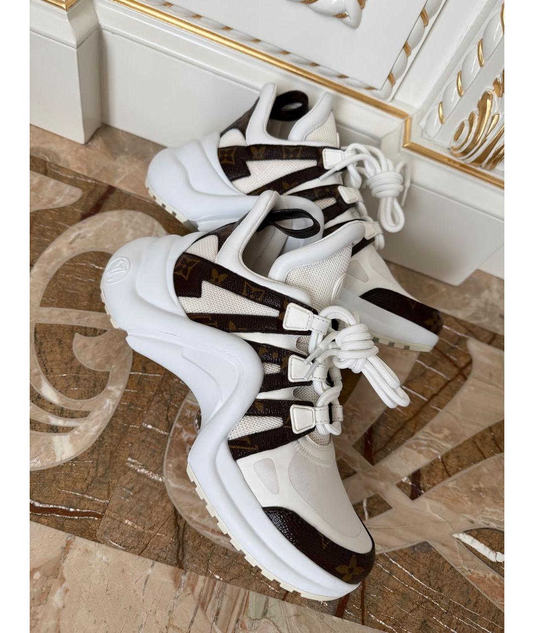 LOUIS VUITTON Белые кожаные кроссовки, фото 6