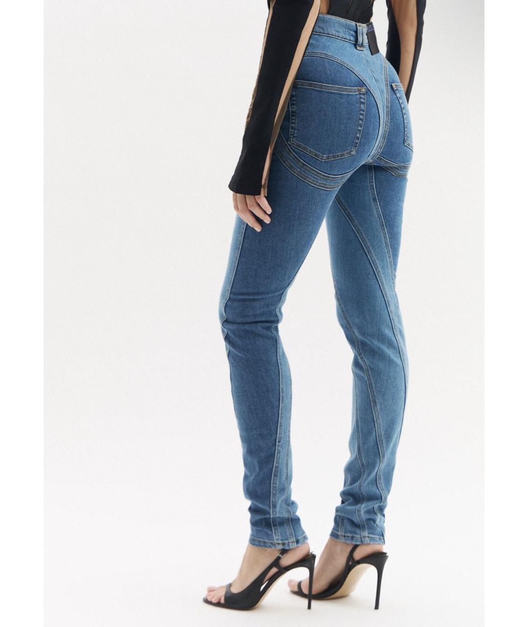 MUGLER Голубые хлопковые джинсы слим, фото 6