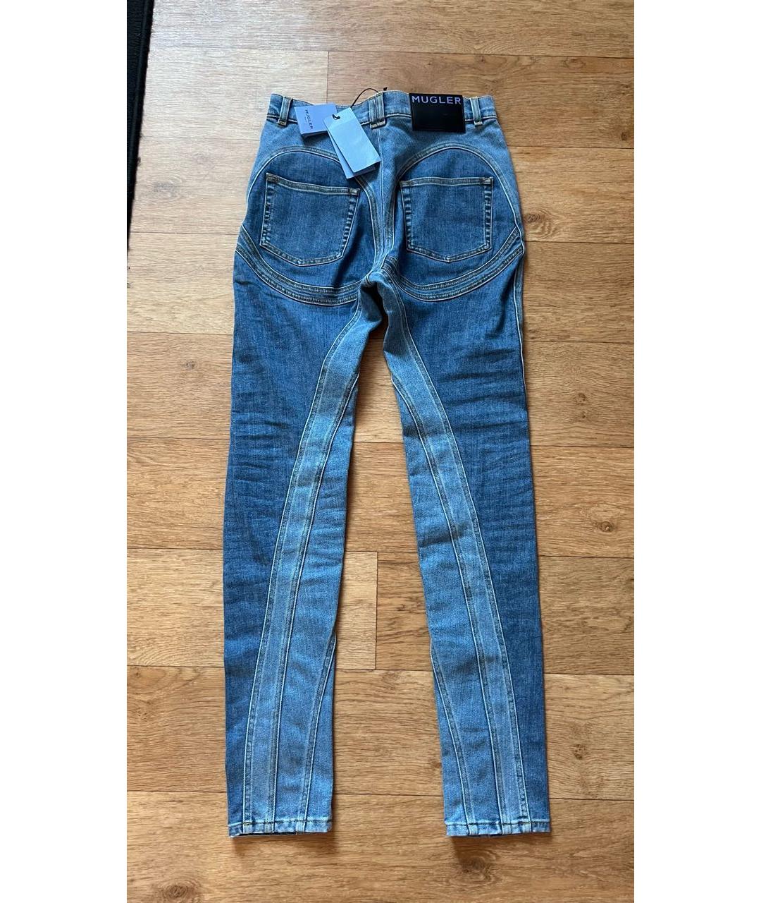 MUGLER Голубые хлопковые джинсы слим, фото 2