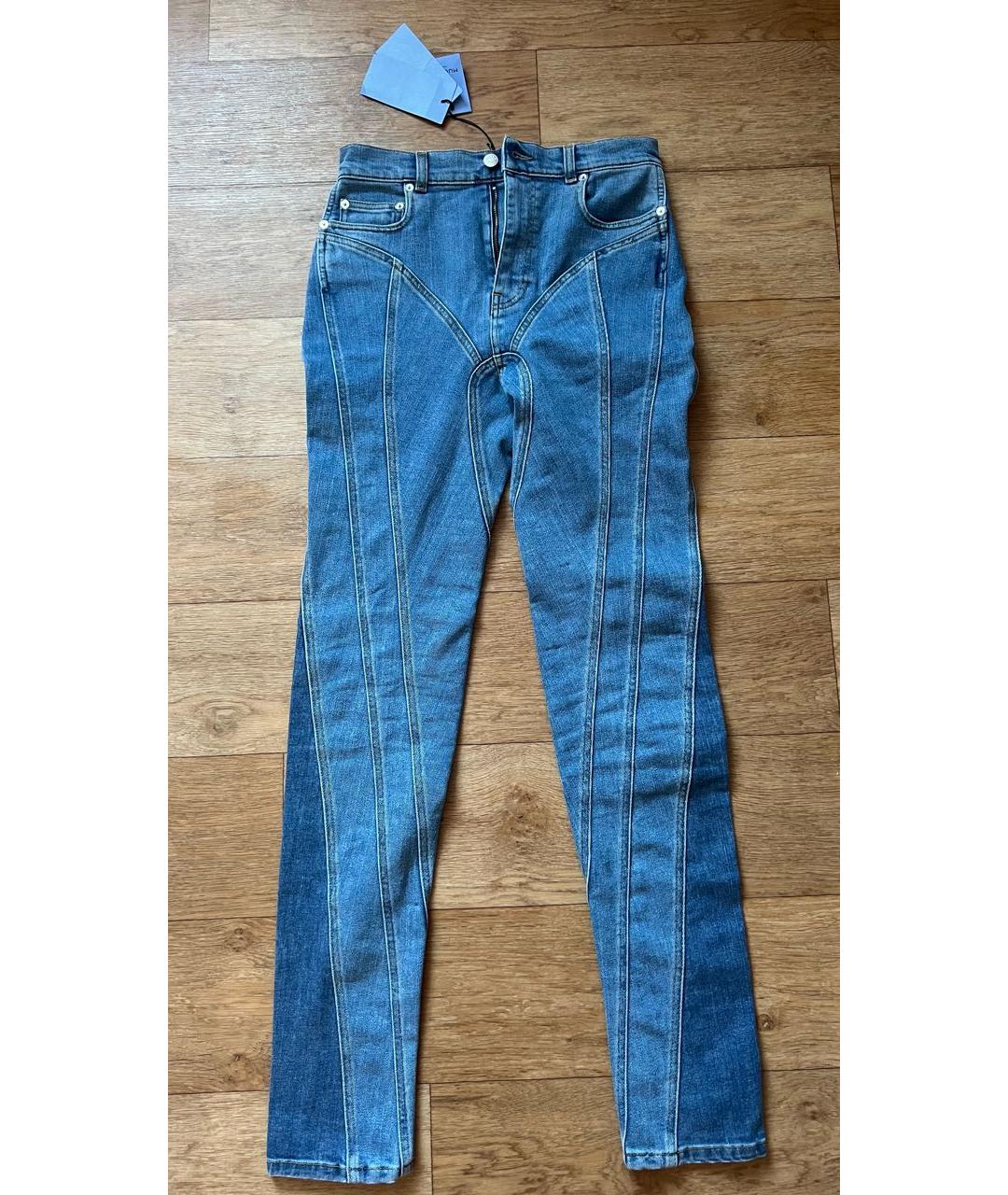 MUGLER Голубые хлопковые джинсы слим, фото 8